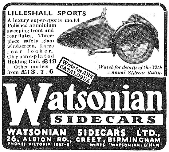 Watsonian Lilleshall Sidecar 1938                                