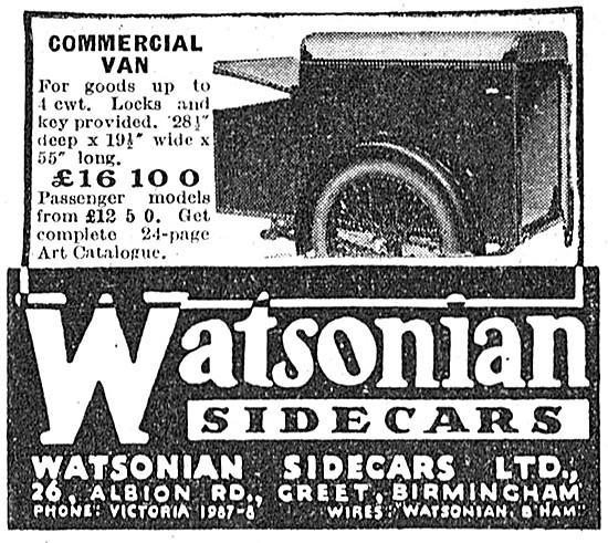 1938 Watsonian Commercial Van Sidecar                            