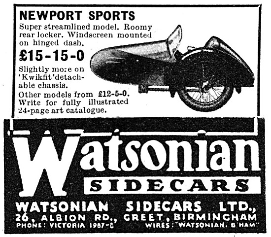 1939 Watsonian Newport Sports Sidecar                            