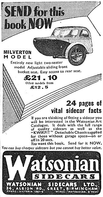 1939 Watsonian Milverton Sidecar                                 