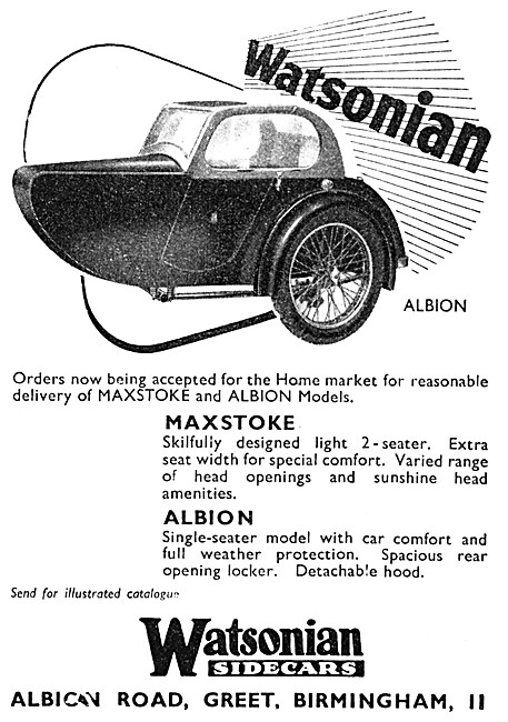 Watsonian Maxstoke Sidecar 1950                                  