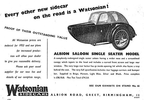 Watsonian Albion Saloon Sidecar                                  