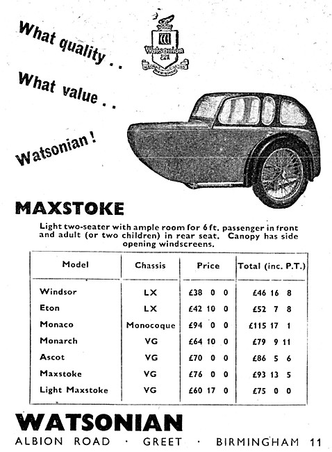 Watsonian Maxstoke Sidecar                                       
