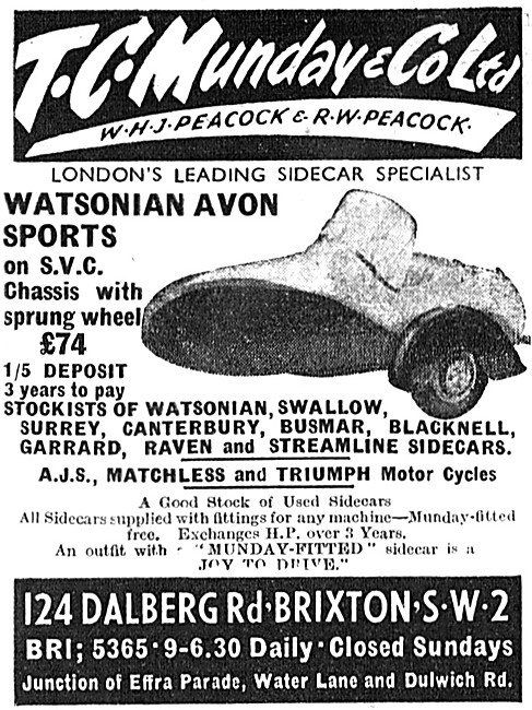1961 Watsonian Avon Sports Sidecar - T.C.Munday                  