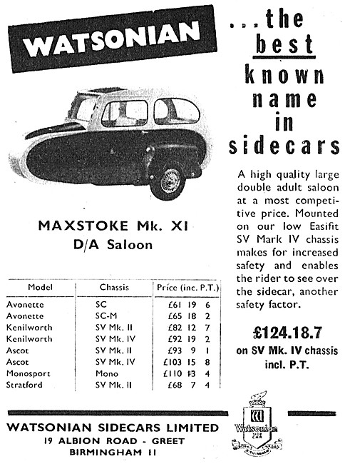 Watsonian Maxstoke Mk X1 Sidecar                                 