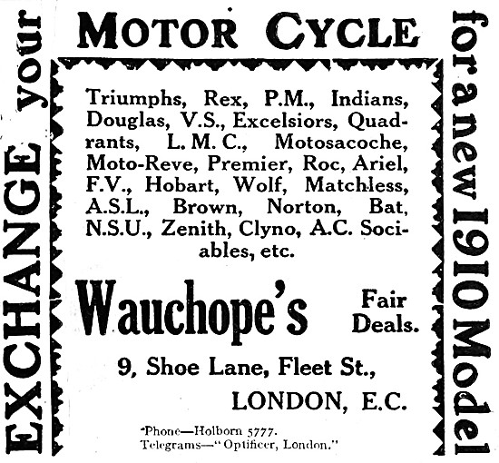 Wauchopes Motor Cycle Sales & Service, Shoe Lane, Fleet Street   