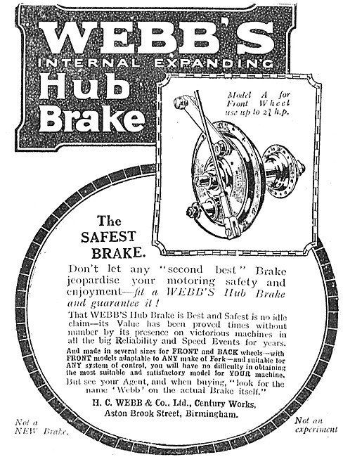 1923 Webb Motorcycle Hub Brakes                                  