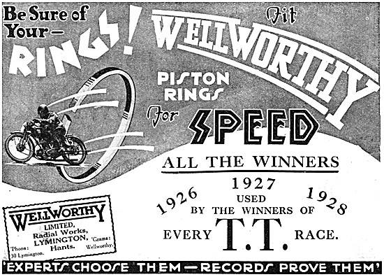 Wellworthy Piston Rings 1929 Advert                              