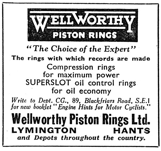 Wellworthy Piston Rings 1937 Advert                              