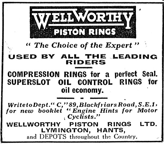 Wellworthy Piston Rings 1939                                     