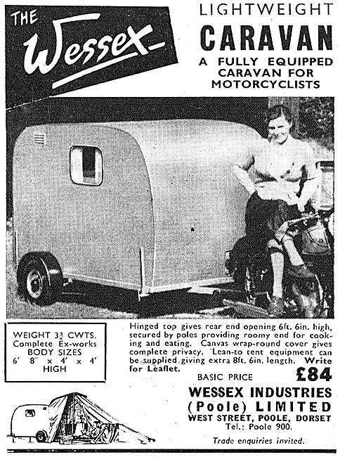 1954 Wessex Motorcycle Towable Caravan                           