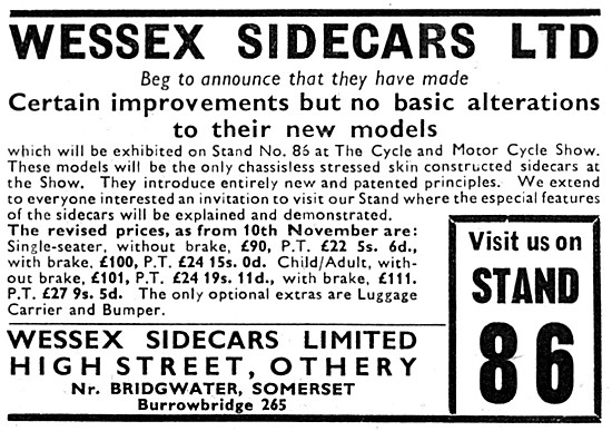 The 1958 Range Of Wessex Sidecars                                