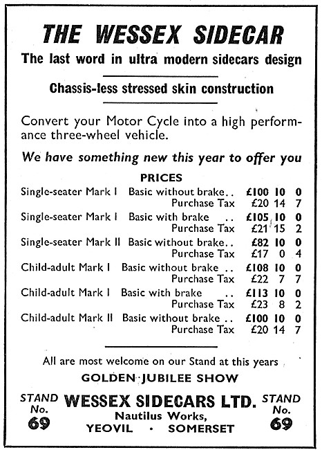 The 1960 Range Of Wessex Sidecars                                