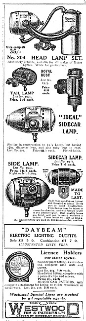 Westwood Rim Acetylene Lighting Sets 1921 Products               