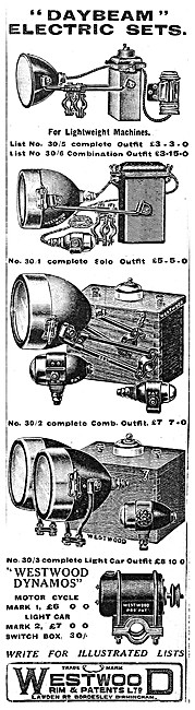 1921 Westwood Rim Motor Cycle Lamps                              