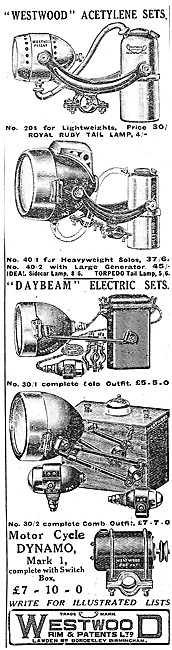 Westwood Rim Acetylene & Electric Lighting Sets - Daybeam Lights 