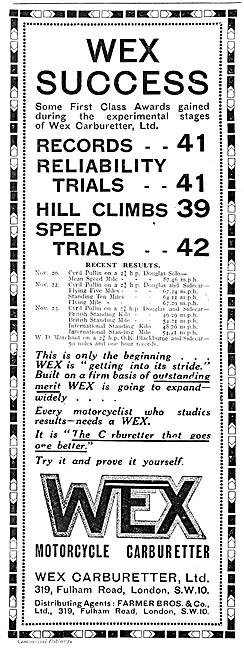 1922 Wex Carburetters - WEX Motorcycle Carburetters              