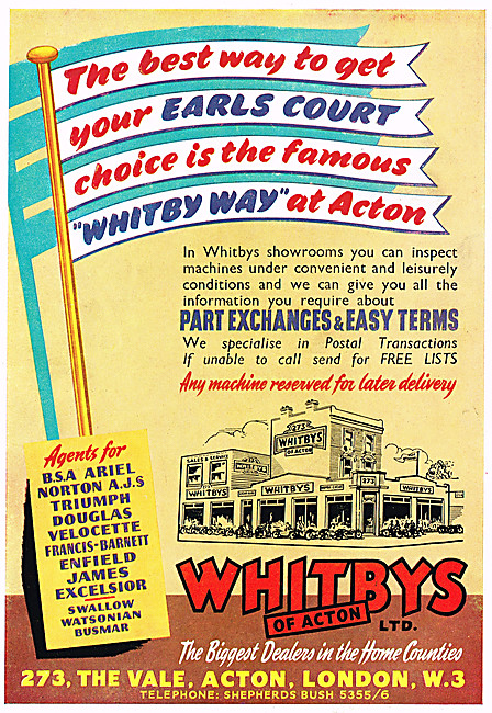 Whitbys Motorcycle Sales & Service 1951 Advert                   