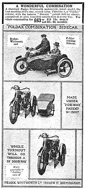 1925 Foldax Combination Sidecar - Foldax Folding Sidecars        
