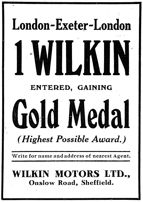 1920 Wilkin Motor Cycle Trial Success                            
