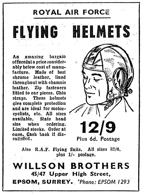 Willson Brothers Flying Helmets 1946                             