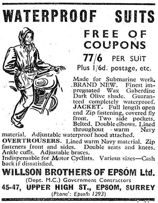 Willson Brothers Weatherproof Clothing                           