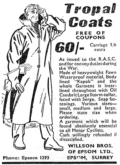 Willson Brothers Tropal Weatherproof Coat 1948 Style             