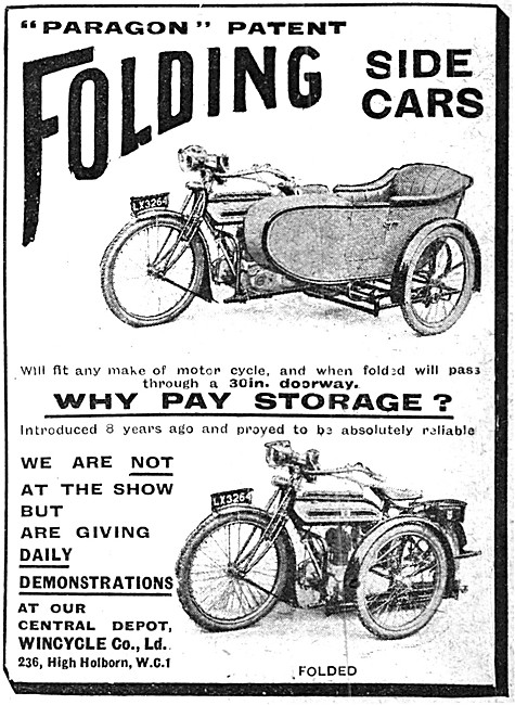 Wincycle Paragon Folding Sidecars 1920 Pattern                   