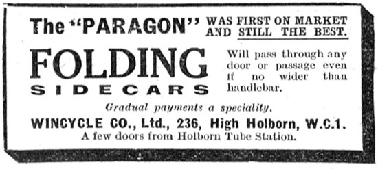 1924 Wincycle Paragon Folding Sidecar                            