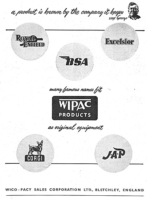 Wipac Motor Cycle Parts 1950 Advert                              