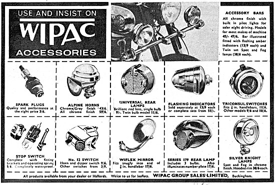 Wipac Motorcycle Electrical Parts & Accessories 1963             