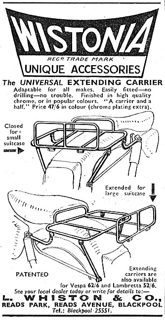 Wistonia Motor Cycle Panniers & Luggage Carrier 1955             