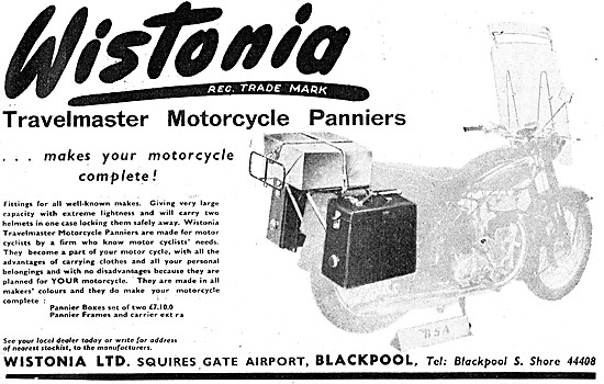 Wistonia Travelmaster Motorcycle Panniers 1958 Advert            