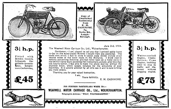 Wearwell Wolf Motor Cycles And Tri-Cars                          