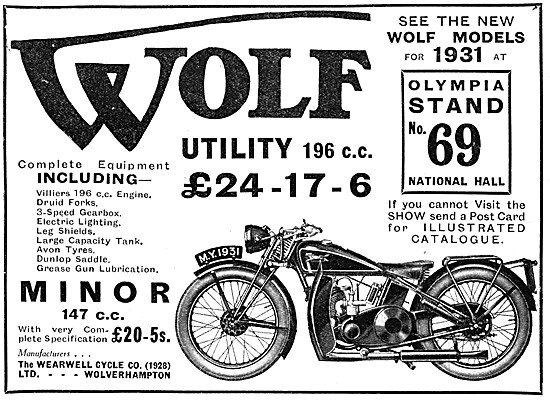 Wolf Utility 196 cc Motor Cycle - Wolf Minor 147 cc              
