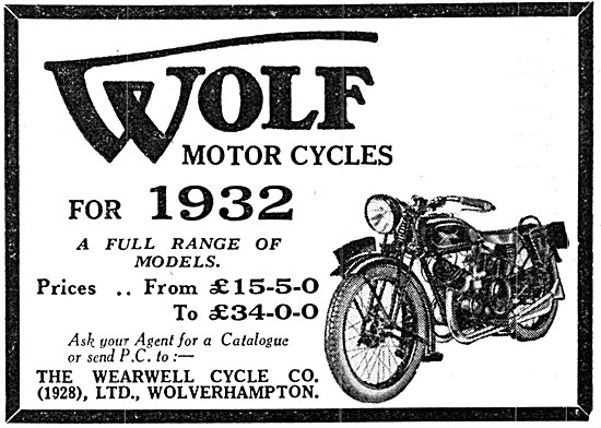 Wolf Motor Cycles 1931 Advert                                    