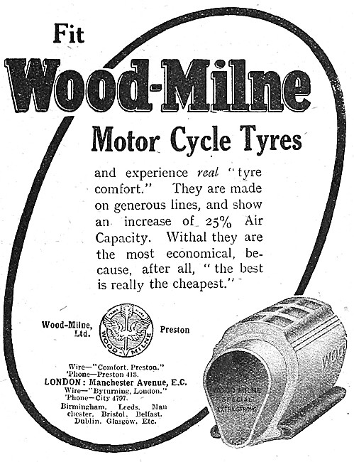 Wood-Milne Motor Cycle Tyres 1917 Advert                         