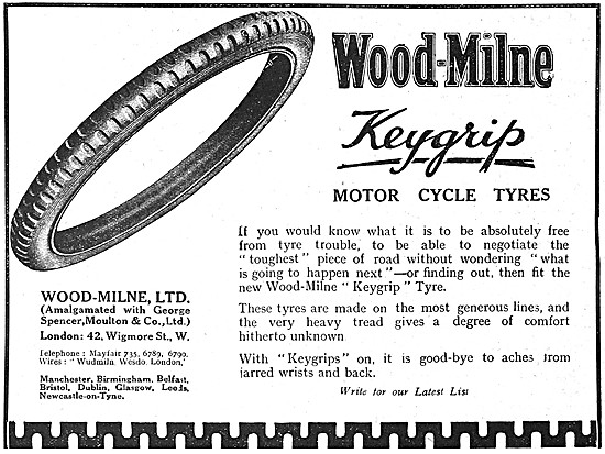 Wood-Milne Keygrip Motor Cycle Tyres 1919                        