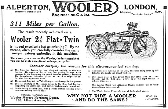 1919 Wooler 2.75 hp Flat Twin Motor Cycle                        