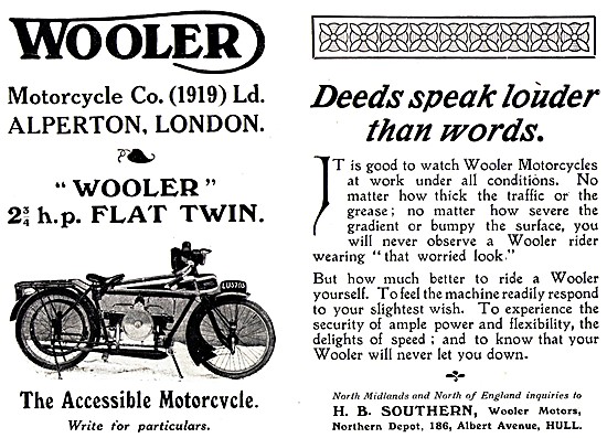Wooler Flat Twin Motor Cycle 1920                                