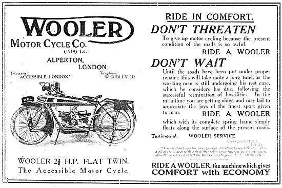 1920 Wooler Flat Twin Motor Cycle                                