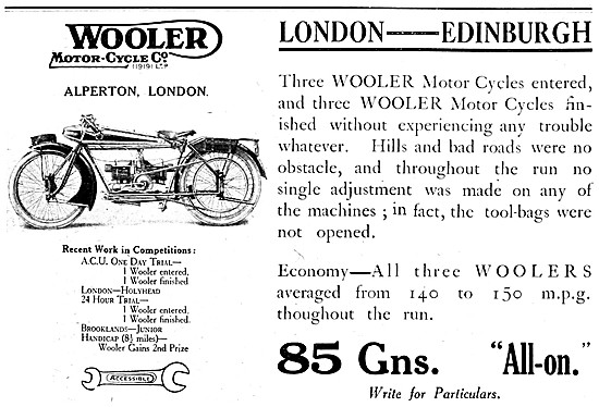 Wooler Motor Cycles 1921                                         