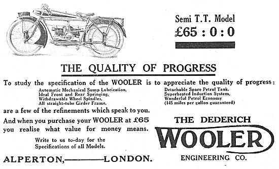 1922 Dederich-Wooler Semi T.T. Model Motor Cycle                 