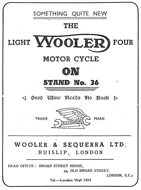 1948 Wooler Light Four Motor Cycle                               