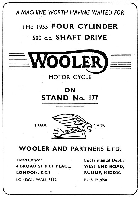 Wooler Motor Cycles - Wooler 4 Cylinder 500 cc Shaft Drive 1954  
