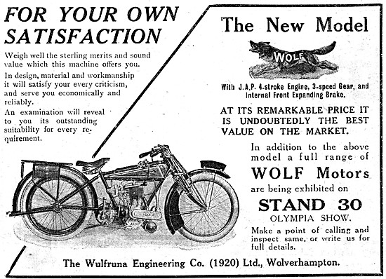 1923 Wulfruna Wolf Motor Cycles - Wolf-JAP                       