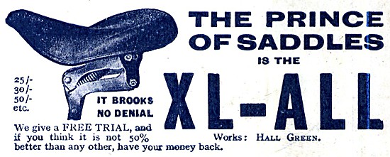 Xl'All Motor Cycle Saddles 1914 Pattern                          