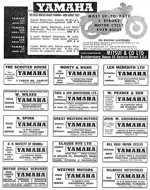 1963 UK Yahama Motor Cycle Dealers                               