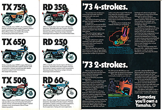The Full 1972 Yahama Motor Cycle Model Range                     