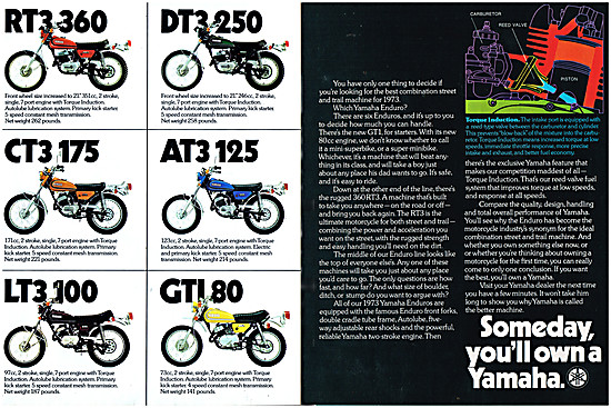 Yahama Enduro Motor Cycles - Yamaha Trail Motor Cycles 1973      